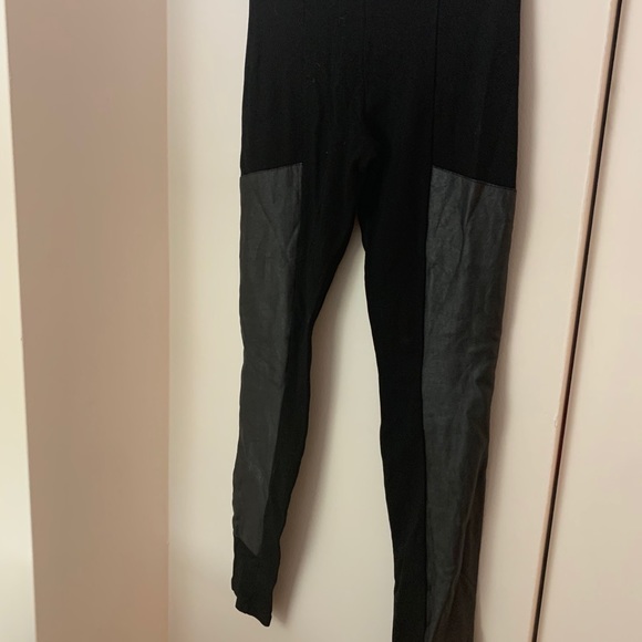 H&M Black Leggings With Leather Panels - Picture 6 of 9